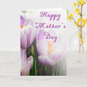 明るい紫と白のチューリップ カード (黄色い花)