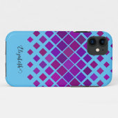 明るい紫と青の正方形のパターン Case-Mate iPhoneケース (裏面(横))