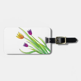 明るい紫と黄色のチューリップの花束 ラゲッジタグ
