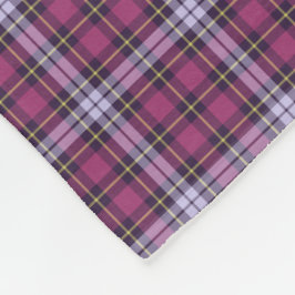 明るい紫と黄色の格子模様 フリースブランケット