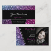 明るい紫のグリッター星フォトソーシャルメディア 名刺 (正面/裏面)