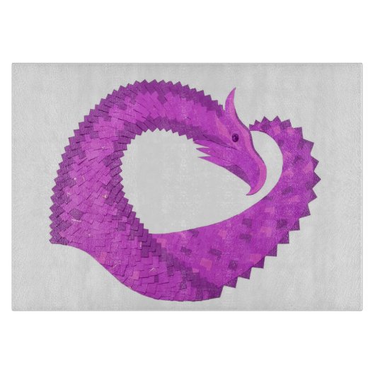 明るい紫のハートドラゴンの白 カッティングボード (正面)