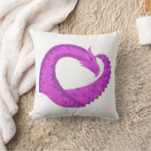 明るい紫のハートドラゴンの白 クッション (ブランケット)
