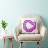明るい紫のハートドラゴンの白 クッション (椅子)
