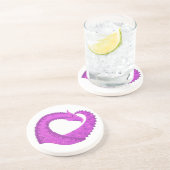 明るい紫のハートドラゴンの白 コースター (側面)