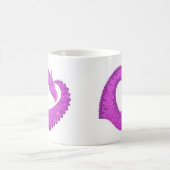 明るい紫のハートドラゴンの白 コーヒーマグカップ (中央)