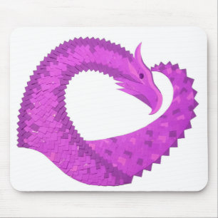 明るい紫のハートドラゴンの白 マウスパッド