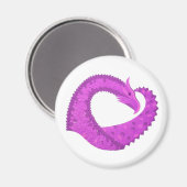 明るい紫のハートドラゴンの白 マグネット (正面/裏面)