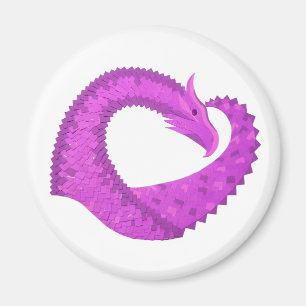 明るい紫のハートドラゴンの白 マグネット