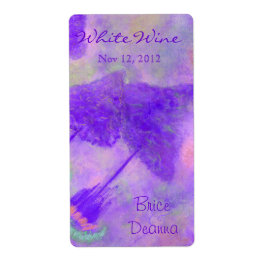 明るい紫の木結婚のワインラベル ラベル