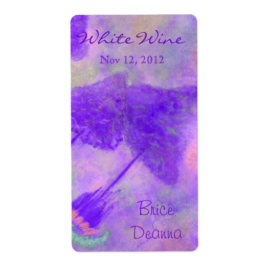 明るい紫の木結婚のワインラベル ラベル (正面)