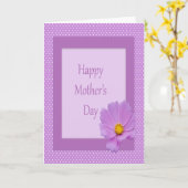 明るい紫の花と母の日が幸せ カード (黄色い花)