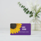 明るい紫はっきりした色と黄色のひまわり写真 名刺 (スタンド正面)