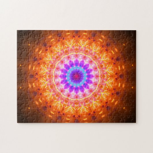 明るい紫色およびオレンジ曼荼羅 ジグソーパズル (横)