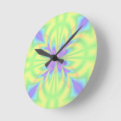 明るい紫色および緑パターン ラウンド壁時計 (傾斜)