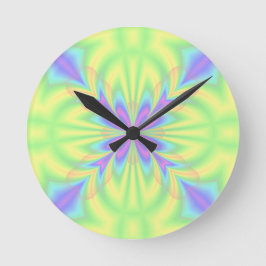 明るい紫色および緑パターン ラウンド壁時計