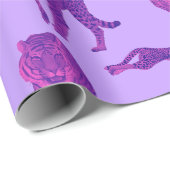 明るい紫色とホットピンクヒョウとタイガーパターン ラッピングペーパー (ロールコーナー)