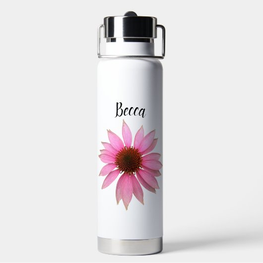 明るい紫色のコンフパーソナライズされたローワーウォーターボトル ウォーターボトル (背面)