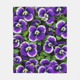 明るい紫色のパンジー フリースブランケット