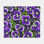 明るい紫色のパンジー フリースブランケット (正面(横))