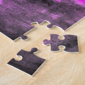 明るい紫色のピンクとブラックモノグラム ジグソーパズル (側面)