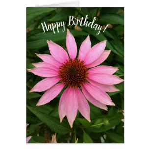明るい紫色のベニフラワー誕生日カード
