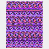 明るい紫色の幾何学模様 フリースブランケット (正面)