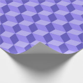 明るい紫色の幾何学的な立方体パターン ラッピングペーパー (角)