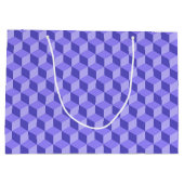 明るい紫色の幾何学的な立方体パターン ラージペーパーバッグ (裏面)