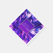 明るい紫色の水彩植物性ガラスエレガント スタンダードカクテルナプキン (角)