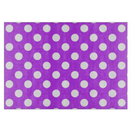 明るい紫色の白い水玉模様 カッティングボード
