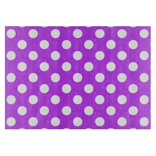 明るい紫色の白い水玉模様 カッティングボード (正面)