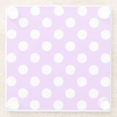 明るい紫色の白い水玉模様 ガラスコースター (裏面)