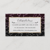 明るい紫色の白い〔占星術の〕十二宮図星団 名刺 (裏面)