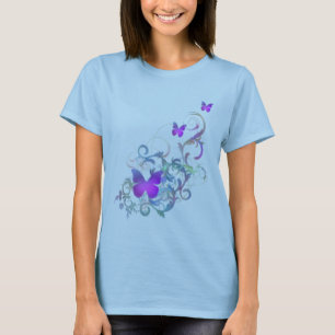 明るい紫色の蝶 Tシャツ