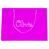 明るい紫色の赤ちゃんシャワー抱き枕 ラージペーパーバッグ (正面)