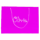 明るい紫色の赤ちゃんシャワー抱き枕 ラージペーパーバッグ (裏面)