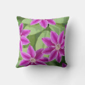 明るい紫色クレマチスの正方形の枕 クッション (裏面)