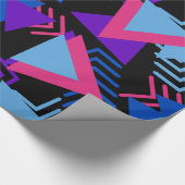 明るい紫色、青い、ピンクの80年代の背景パターン ラッピングペーパー (角)