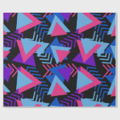 明るい紫色、青い、ピンクの80年代の背景パターン ラッピングペーパー (フラット)