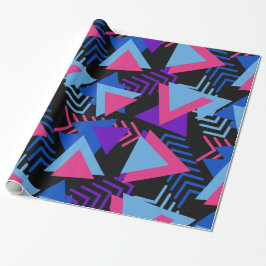明るい紫色、青い、ピンクの80年代の背景パターン ラッピングペーパー