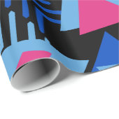 明るい紫色、青い、ピンクの80年代の背景パターン ラッピングペーパー (ロールコーナー)