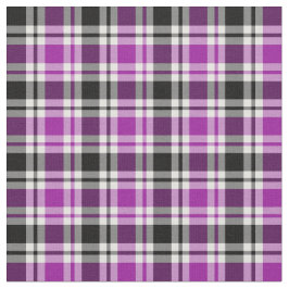 明るい紫、黒と白の格子模様 ファブリック