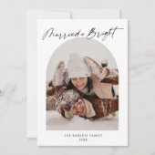 明るい結婚したアーチフォトホリデーカード 招待状 (正面)