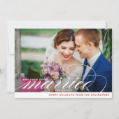 明るい結婚したクリスマスの新婚の写真 シーズンカード (正面)