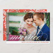 明るい結婚したクリスマスの新婚の写真 シーズンカード (正面/裏面)