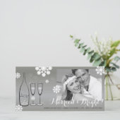 明るい結婚したシルバーのシャンパンの写真結婚の シーズンカード (スタンド正面)