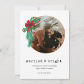 明るい結婚した写真新婚カップルのクリスマス シーズンカード (正面)