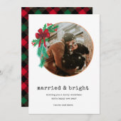 明るい結婚した写真新婚カップルのクリスマス シーズンカード (正面/裏面)