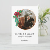 明るい結婚した写真新婚カップルのクリスマス シーズンカード (スタンド正面)